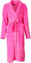 Tenderness Dames Badjas - Fleece - Sjaalkraag - Donker Roze - Maat L