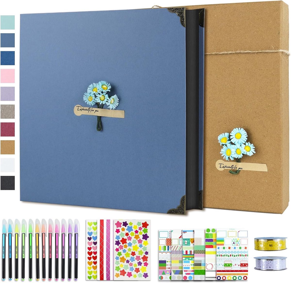 Fotoalbum 30 x 30 cm, 60 pagina's, handgemaakt scrapbooking album voor vrienden, kinderen en bruiloften, perfect als cadeau voor verjaardagen en speciale gelegenheden