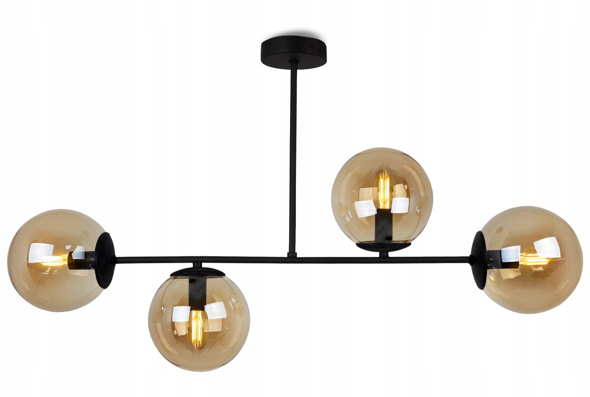 Hanglamp Kroonluchter Glazen Bollen Honingkleurig 4x E14