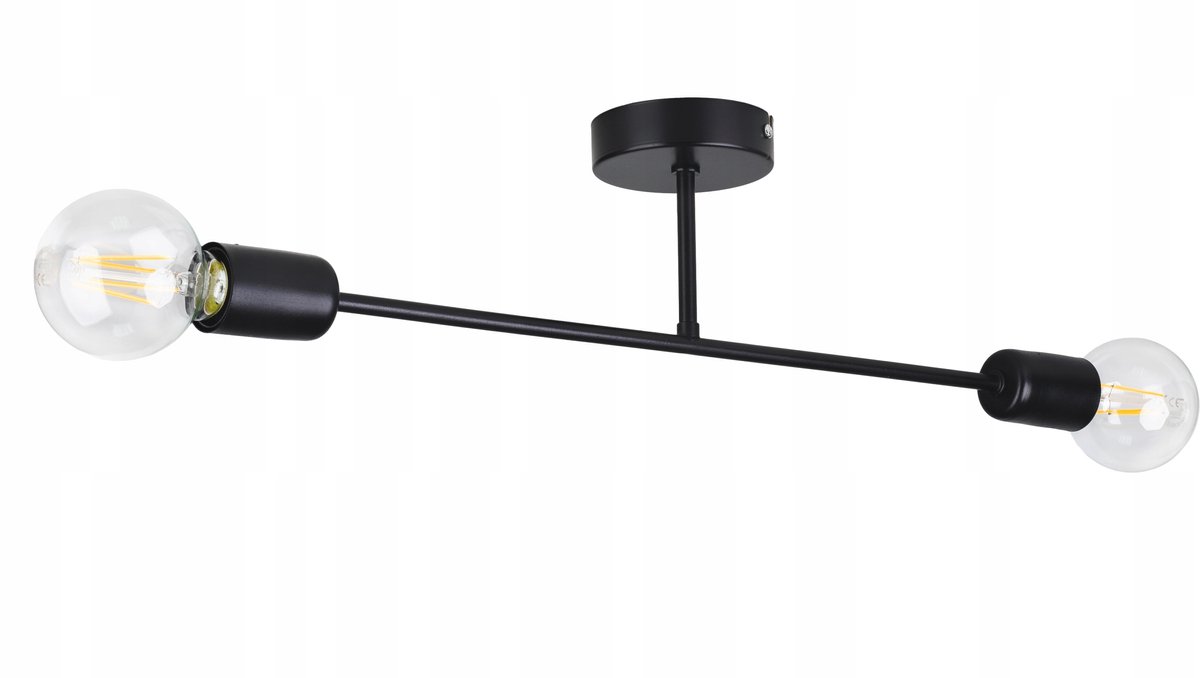 Loft Plafondlamp E27 Zwart Metaal 2 lichtpunten