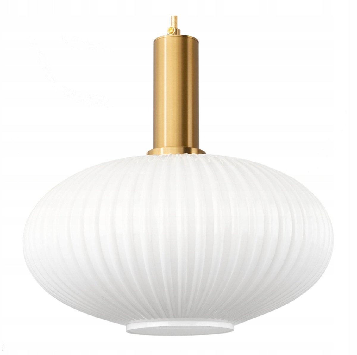 Moderne Glazen Hanglamp Wit Goud Geribbeld 1x E27