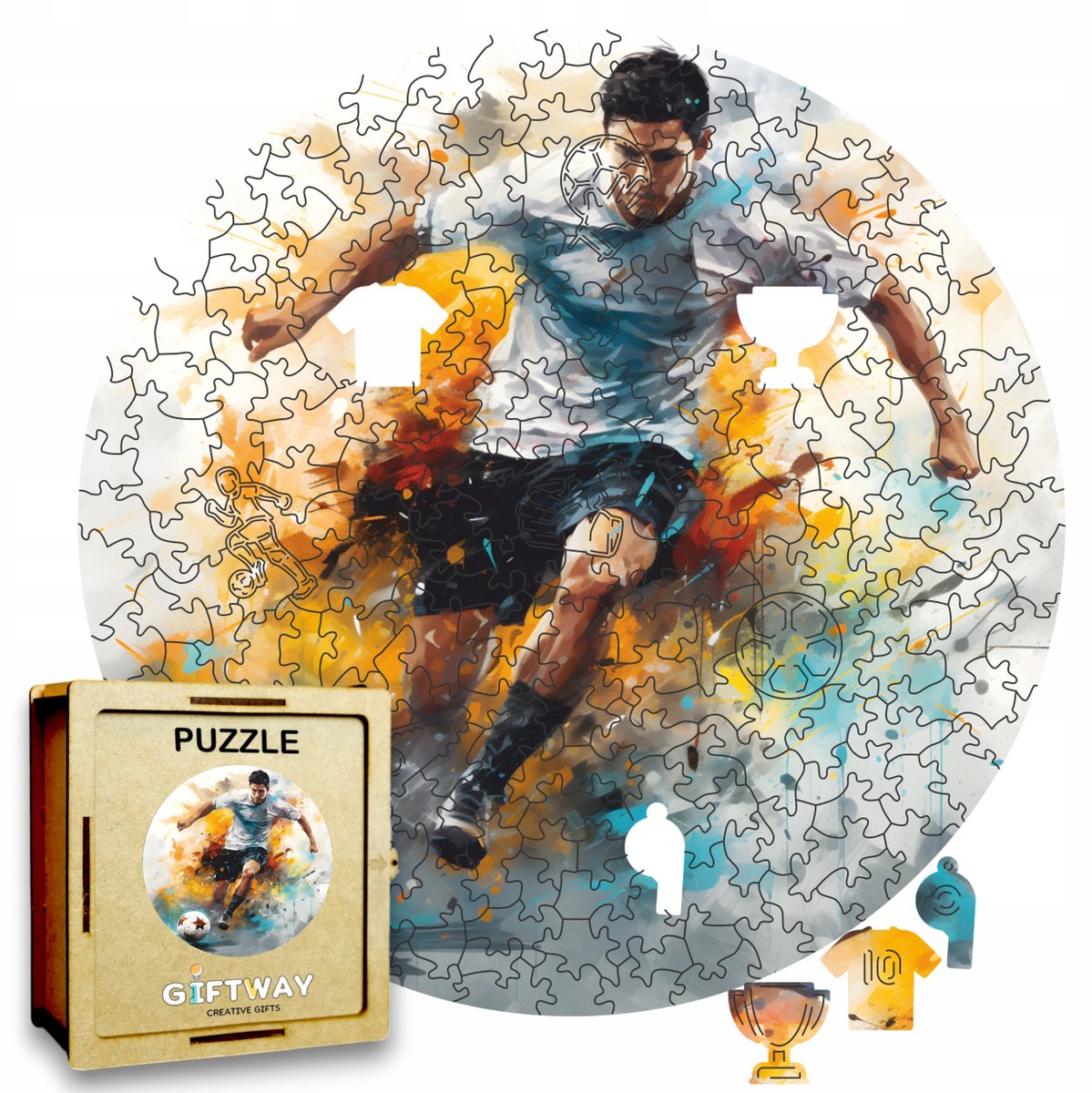 Houten Voetbal Puzzel 215 Stukjes - Unieke Vormen, Decoratief