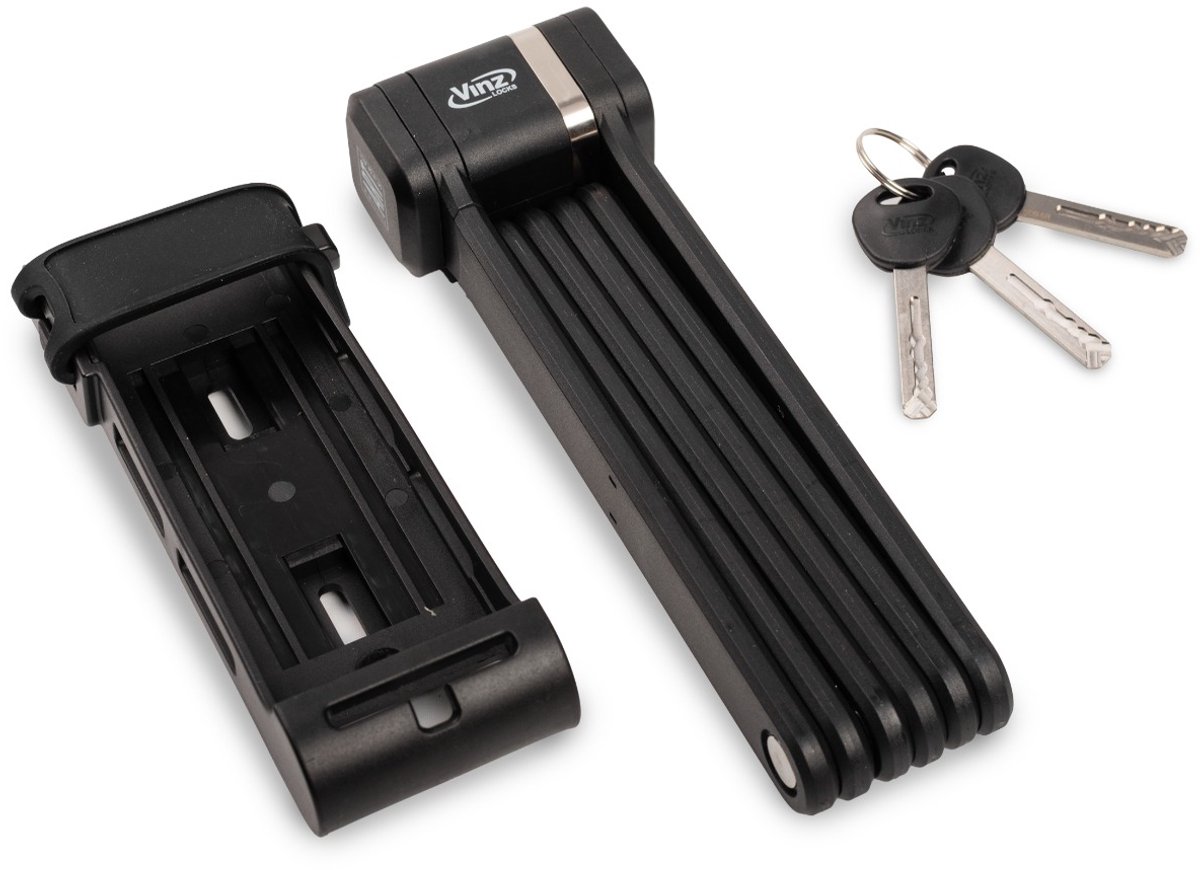 VINZ Pamir ART 2 Vouwslot - Fietsslot - Goedgekeurd Elektrische Fiets & Fatbike slot - Licht ART 2 Slot - Met uitsparing voor Airtag / GPS Tracker - 96cm