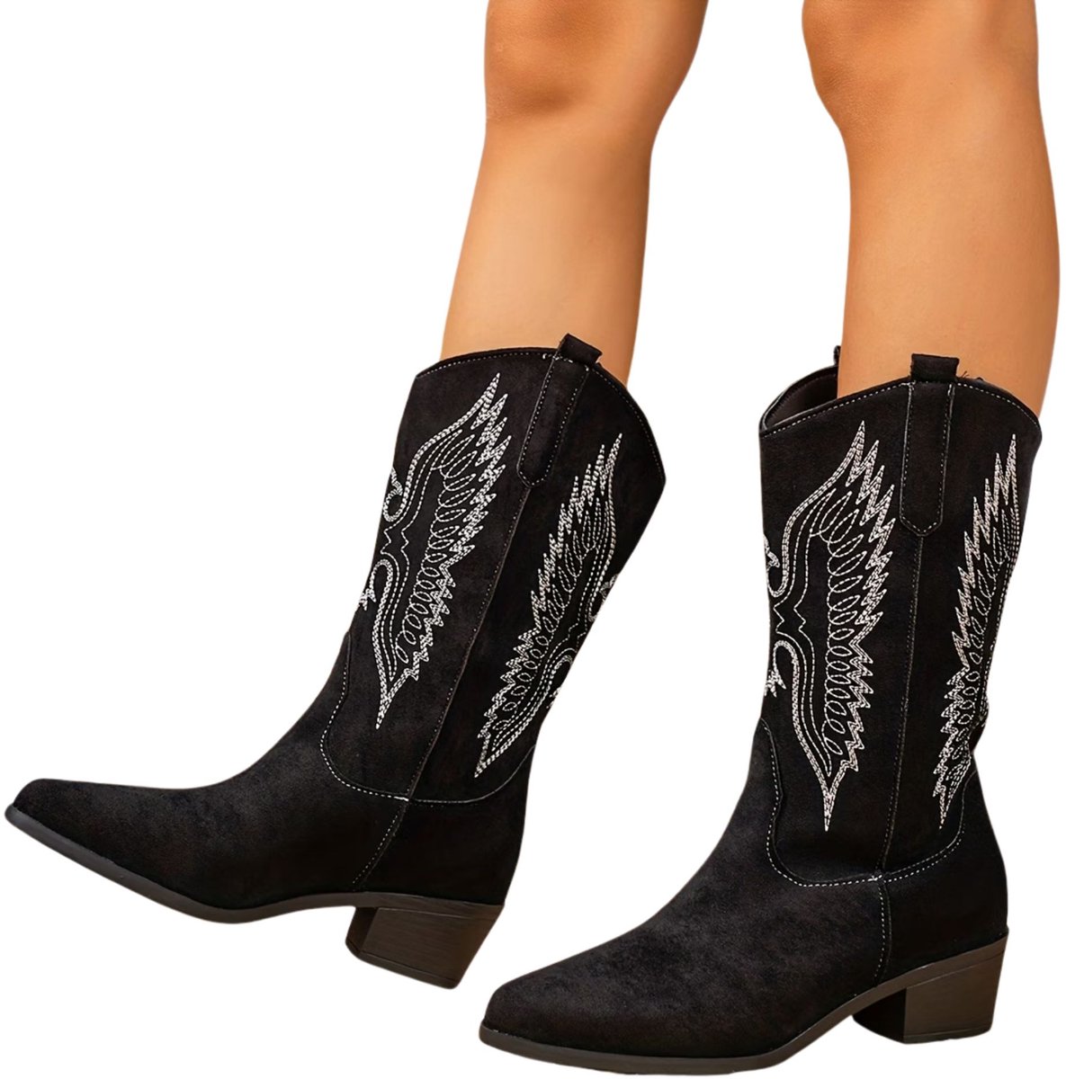 Currero Dames Cowboy Laarzen Hoge Hak Enkellaarzen Kniehoge Western Boots Chelsea 37 Zwart
