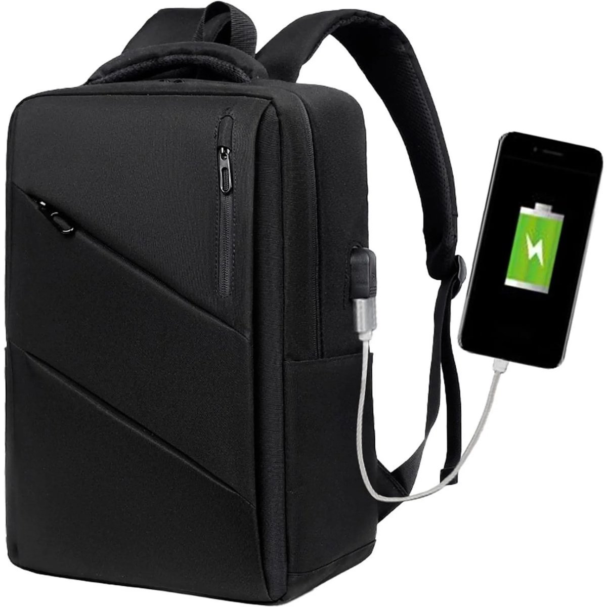 casalora - Laptop Rugzak - Met USB Oplaadpoort - Laptop Rugtas t/m 17 inch - Rugzak - Laptoprugzak - Schooltas - Unisex - Zwart