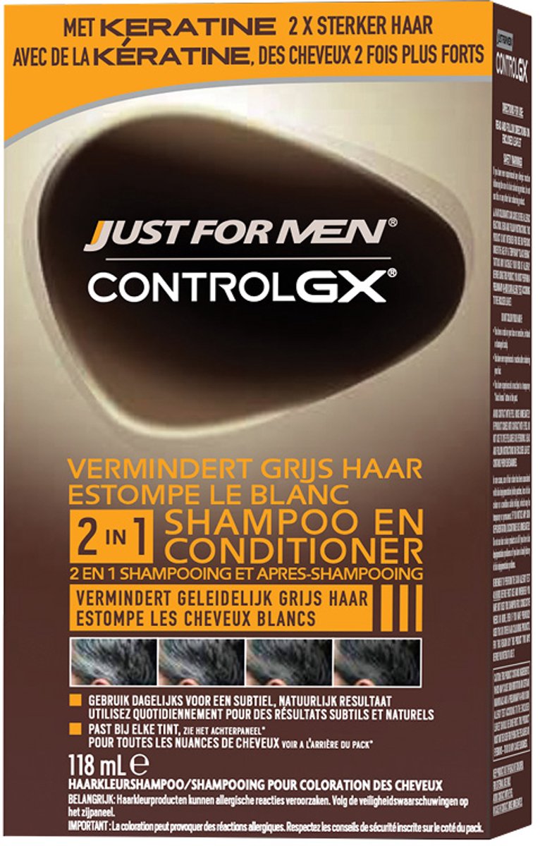 Just For Men Control GX 2-in-1 Kleurshampoo & Conditioner - Vermindert Grijs Haar Geleidelijk - Voor Mannen - 118 ml