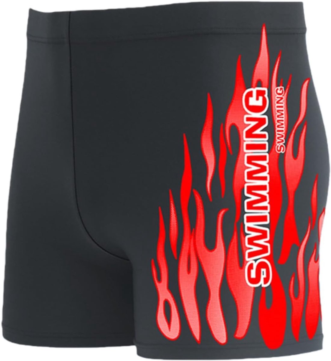 Zwemshorts voor heren met rood, zwart en vlampatroon - Ideaal voor strand en zwembad