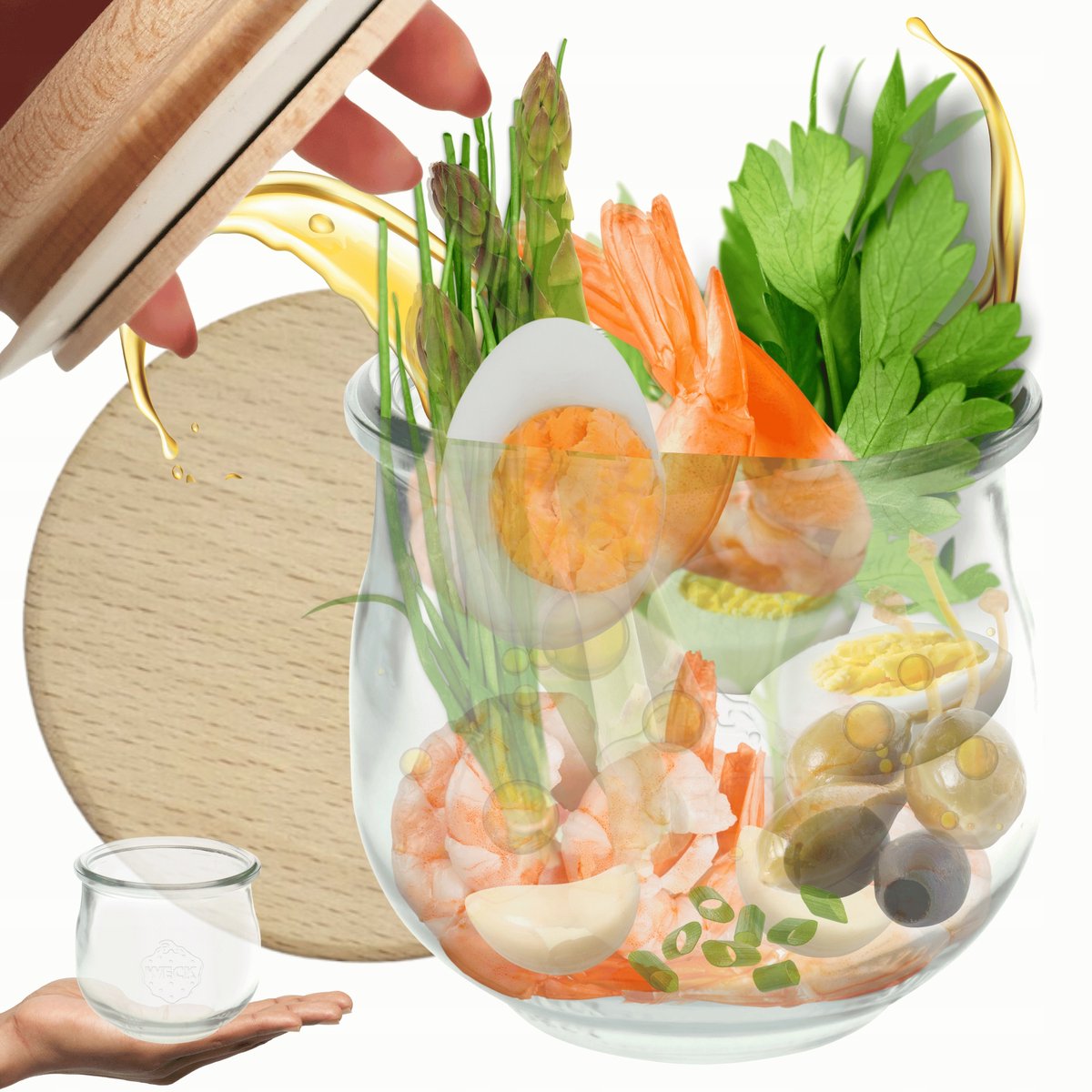 Weck Pot 580ml met Houten Deksel - Hittebestendig Glas
