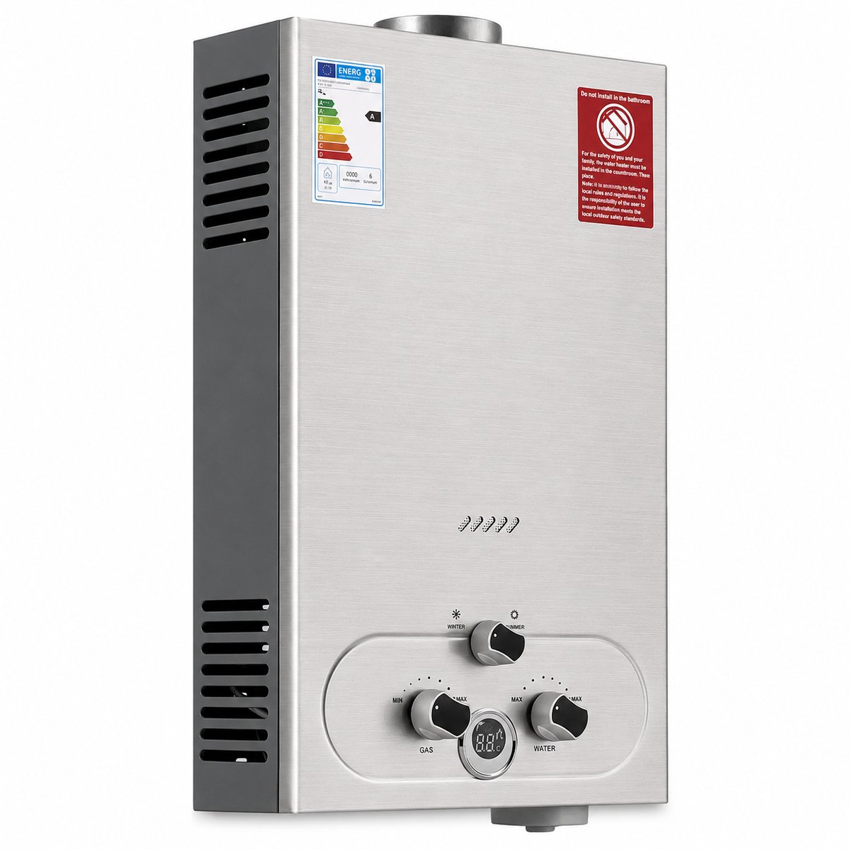 Gasgeiser Propaan 20 L/min – 40 kW Doorstroomboiler – 0,1 Bar Lage Waterdruk – LED Display – 30 dB