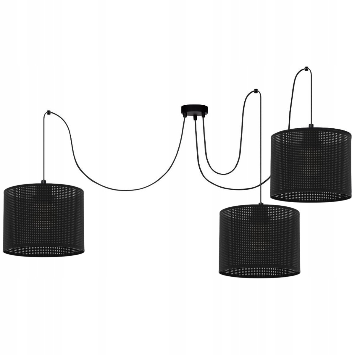 Hanglamp Spider met Mesh Cape - Zwart, 3-lichts E27
