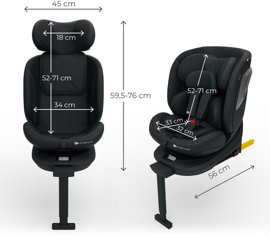 Kinderkraft I-360 2 PLUS - Autostoel – 40-150 cm i-Size – Isofix – Groep 0/1/2/3 – Tot 12 Jaar – Zwart — afbeelding 4