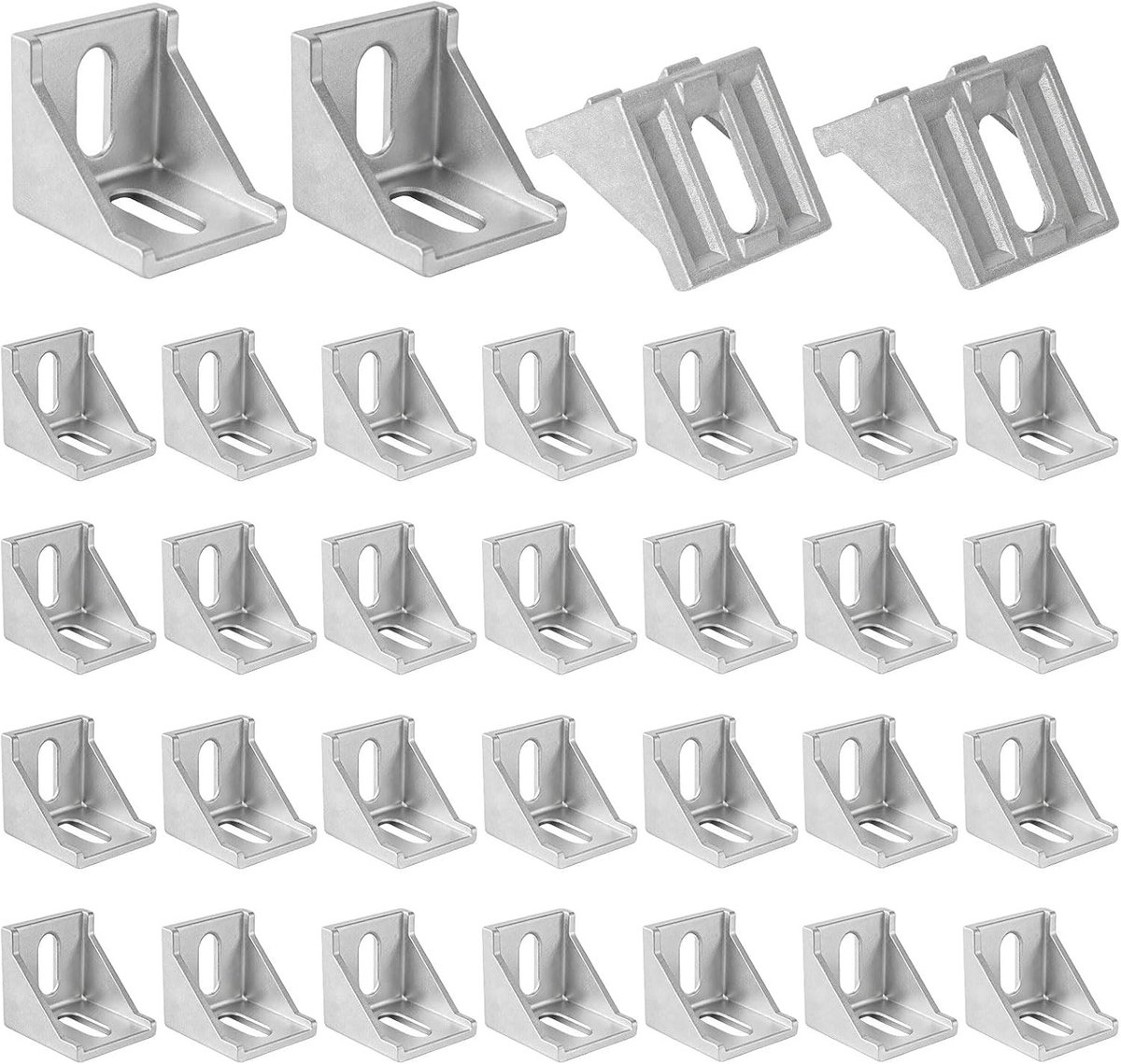 32-delige bevestigingsset voor 90 graden verbindingen van aluminium profielen, ideaal voor T-groef rails en constructies