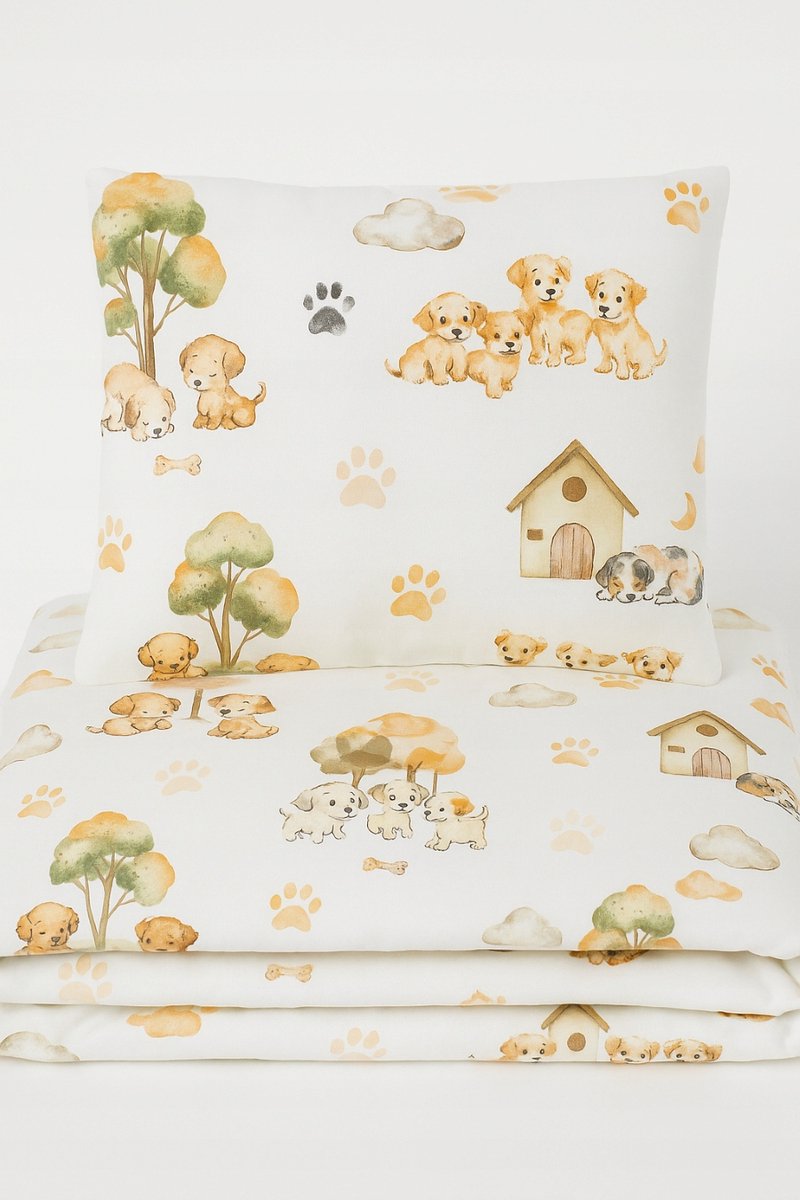 Merkloze Kinderbeddengoed Set 100x135 cm met Hondjes