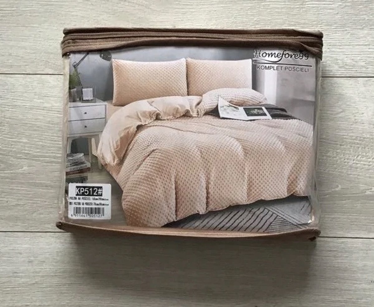 Zachte Minky Dekbedovertrek Set 160x200 cm - Crème