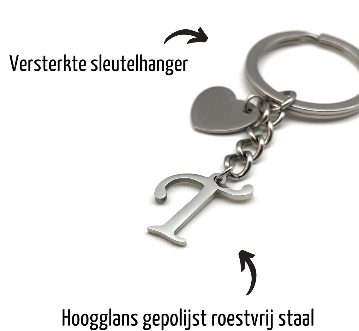 Sleutelhanger Letter & Hart - Handgemaakt hanger - Cadeau vriendin (T) - ShopVlot