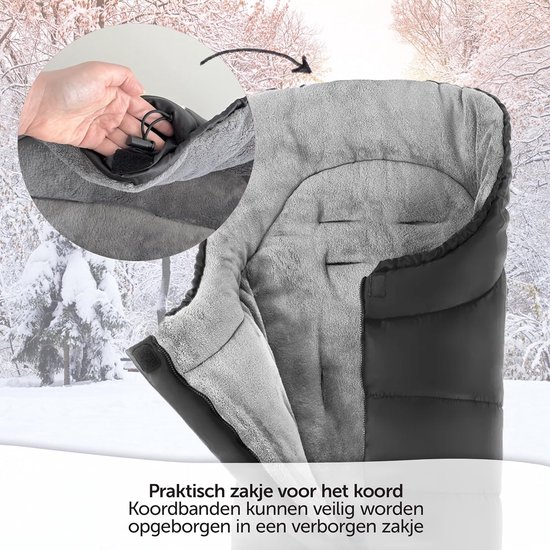 Voetenzak Universeel - Winterzak Kinderwagen - Baby Warm Houden - Water & Vuilafstotend - 100x45 cm - Zwart — afbeelding 4