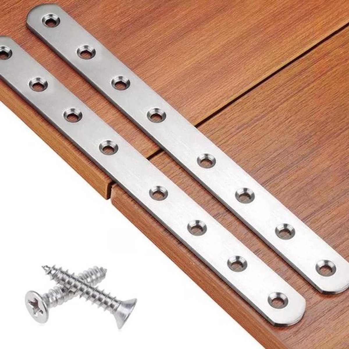 Flat Fixing Herstelplaten Beugels 295mm x 25mm x 4mm - 2 stuks, RVS, Heavy-Duty, Zilverkleurig, Montagegaten