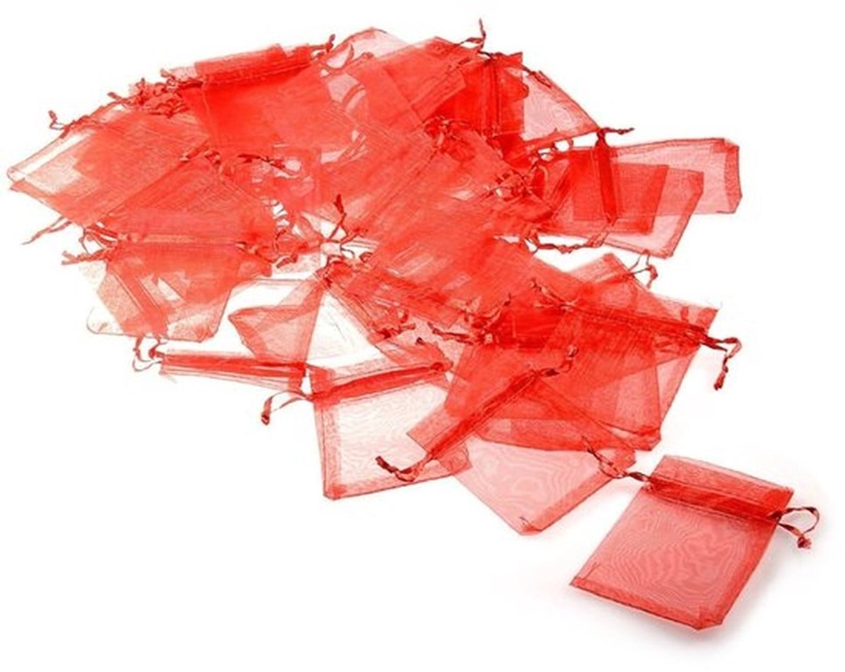 - Organza Cadeauzakjes - Cadeautjes - 50 Stuks - Rood - Sieraden - Geschikt voor Bruiloft, Verjaardag, Baby Shower