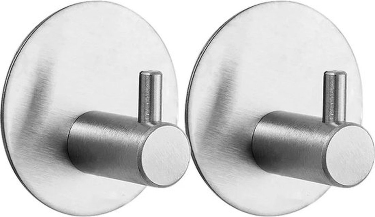 Supersterke zelfklevende haken, 4 stuks, boren niet nodig, zelfklevende ronde haken van SUS 304 roestvrij staal, waterdicht, multifunctionele badkamerhaken, geschikt voor badkamers, toiletten en keukens (zilver).