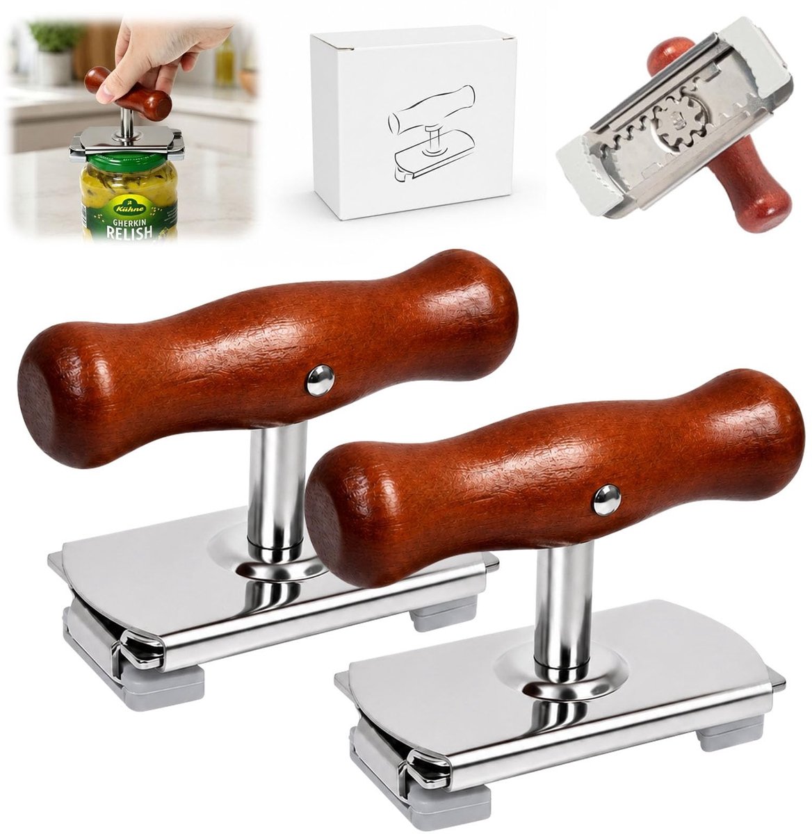Solidchoice - Set van 2 Verstelbare Flesopeners voor Senioren met Antislip Handgreep