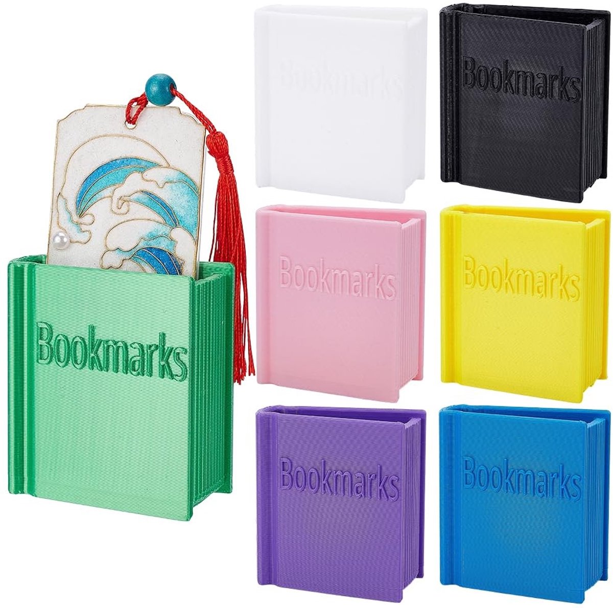 Solidchoice - Set van 7 3D-geprinte Boekvormige Boekenleggers en Bureau Organizer