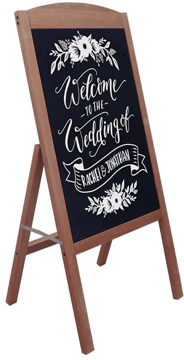 Evaux Boutique krijtbord - Krijtstoepbord - Magnetisch - Geschikt voor klaslokalen, kantoren, horeca, winkels, pop-up stores - Ideaal voor reclame - Buiten - Zwart krijtbord - Houten frame - Makkelijk inklapbaar en op te bergen