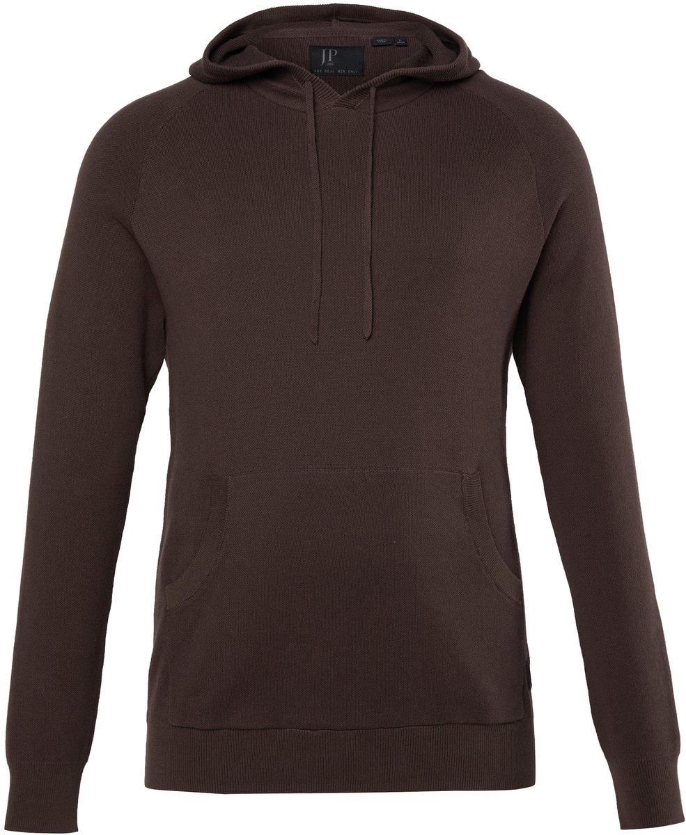 JP 1880 - Heren - Hoodie CashmereTouch-breisel sweater met capuchon tot 7XL - Donker chocolade - Maat 3XL