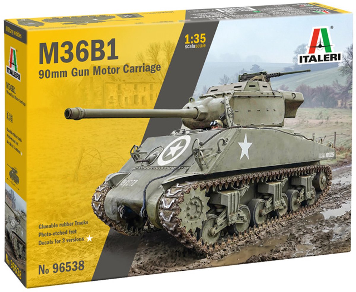 Italeri Modelbouwpakket Militaire voertuigen - 96538 M36B1 90mm Gun Motor Carriage WWII - Amerikaanse Tankjager Plastic - 1:35 - Modelbouw