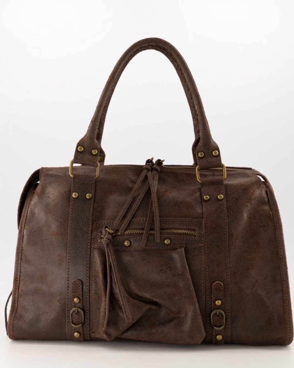 Damestas - It Girl - Koffe/Bruin - Echt Leer – City Bag - 41 x 34 x 14 cm - Giuliano – Schoudertas & Handtas – Laptoptas – Multi Pocket