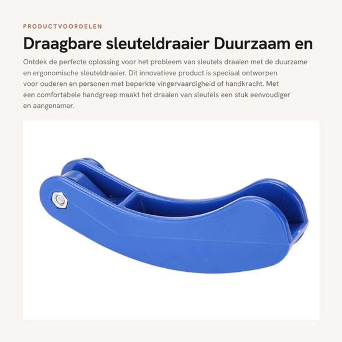 Sleuteldraaier Duurzaam - Ergonomische Handgreep - Lichtgewicht - Draagbaar - Toegankelijkheid - Ondersteunt Sleutels Draaien - Sleutelopener