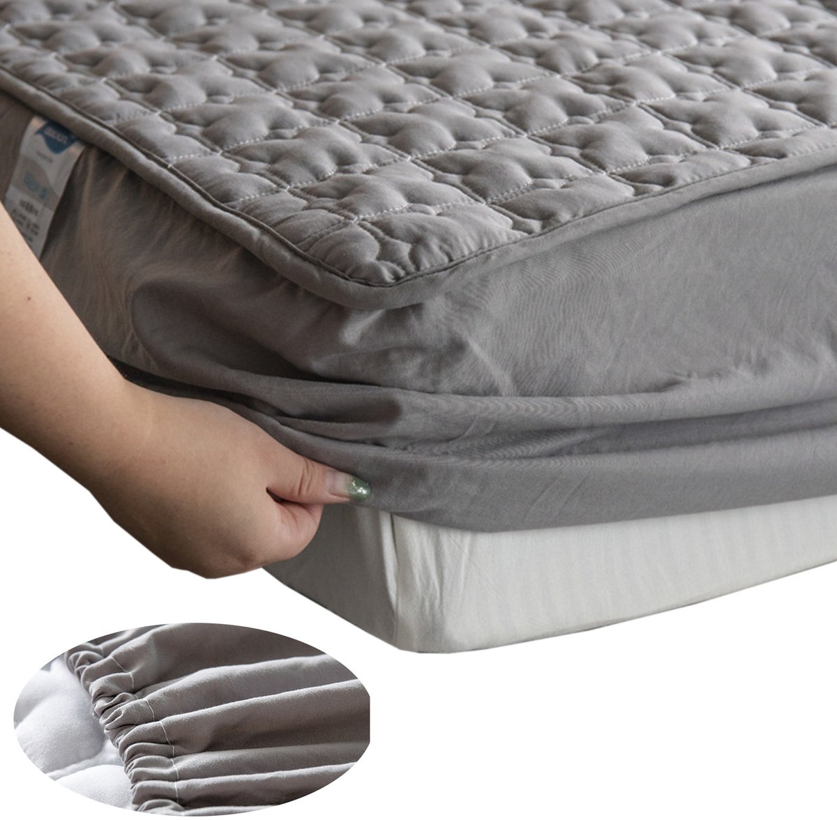 REDOM Matrasbeschermer 90x200 cm – Matrashoes – Ademend en Wasbaar – Zachte Katoenen Bedbescherming – 360° Pasvorm voor Matras tot 30 cm Hoog – Grijs