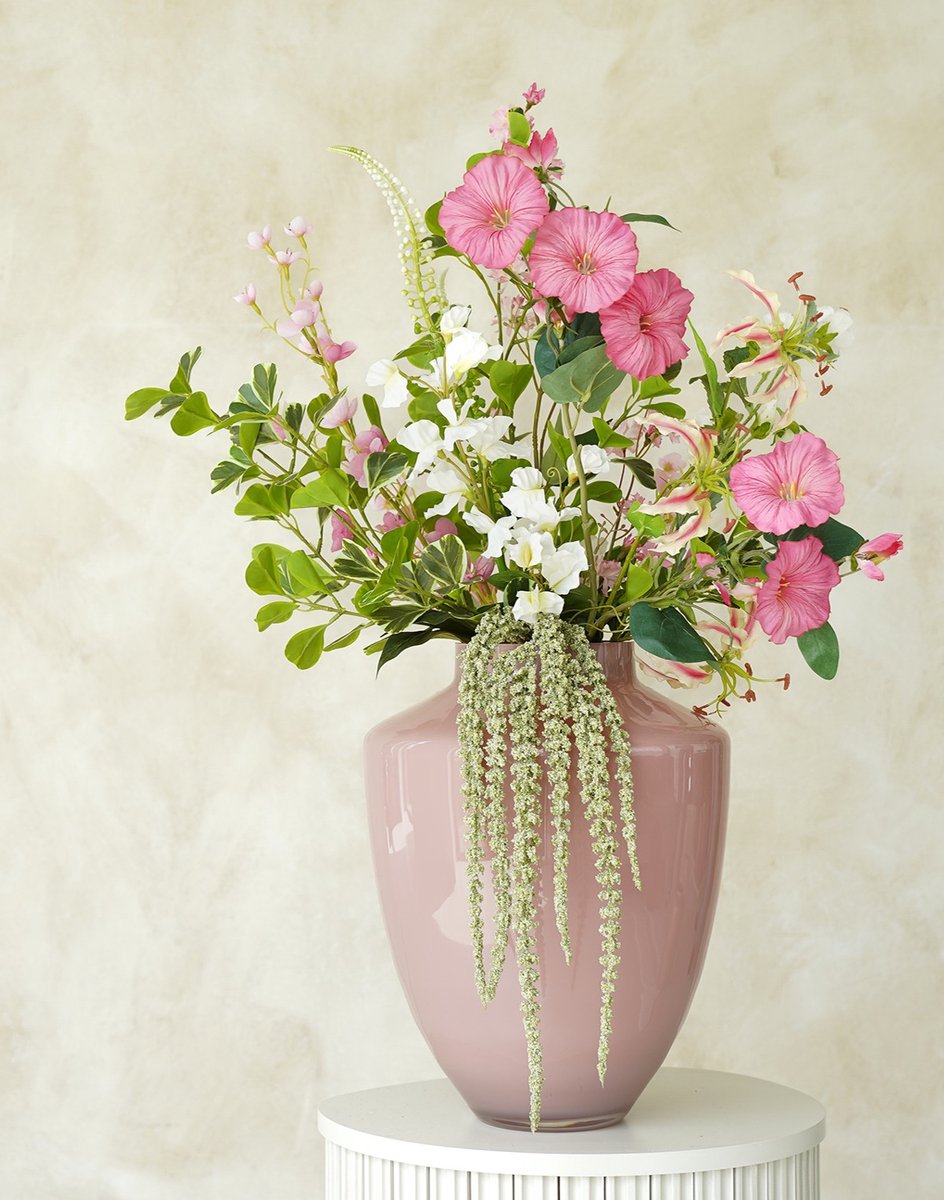 Fan of Flowers Mila – Kunstbloemen Veldboeket – Zachte Roze Tinten & Fris Groen – 80 cm – Real-Touch Zijden boeket
