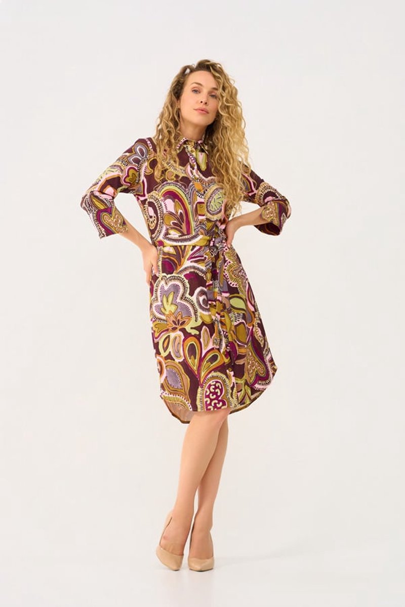 MI PIACE - Travel Jurk Bow Big Paisley Print 202708 Multicolour - Maat : XS
