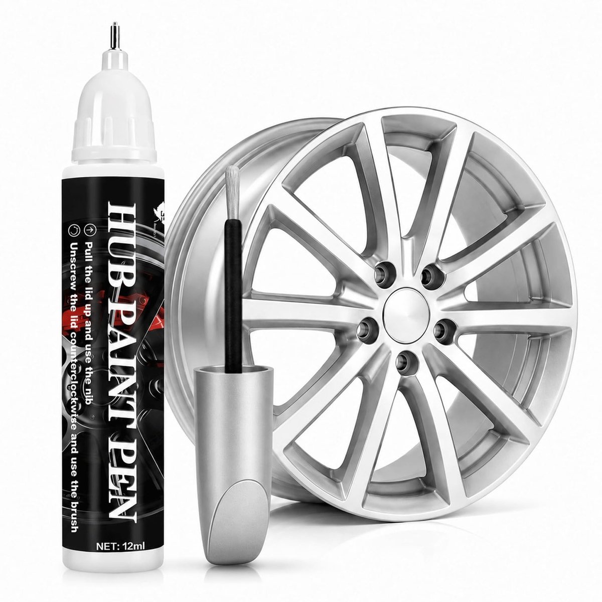 Solidchoice - Metallic Lakpen voor Krassen op Aluminium Velgen, 12 ml