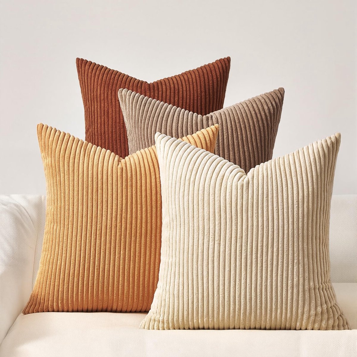 Solidchoice - Set van 4 Gele Kussenslopen 50 x 50 cm van Corduroy
