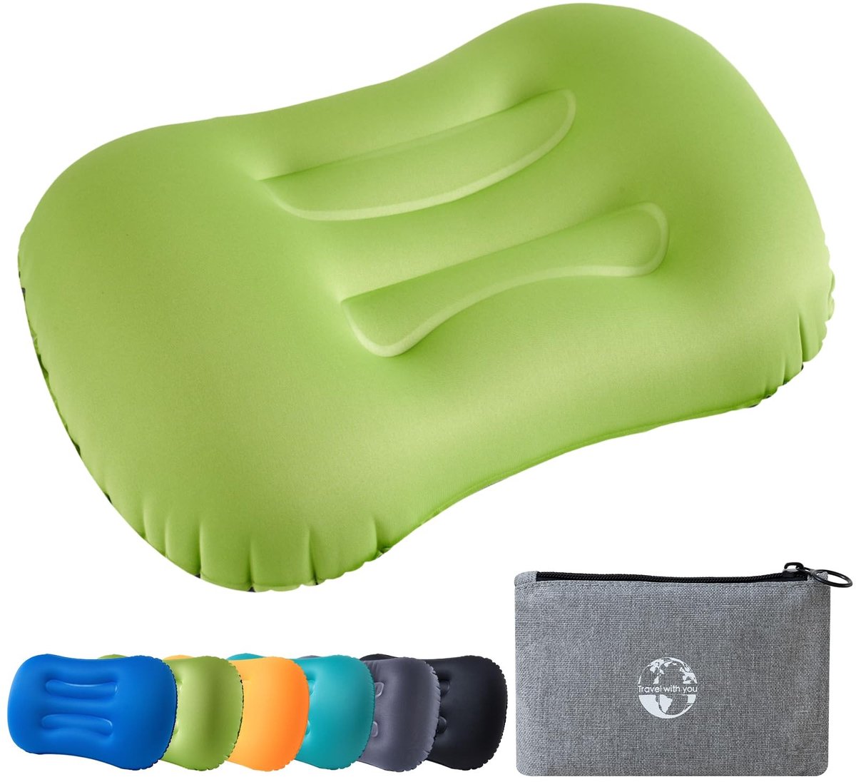 Solidchoice - Lichtgewicht Opblaasbaar Camping Kussen met Ergonomische Ondersteuning