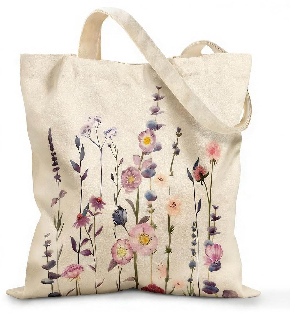 Solidchoice - Katoenen Winkeltas met Gänseblümchen Print