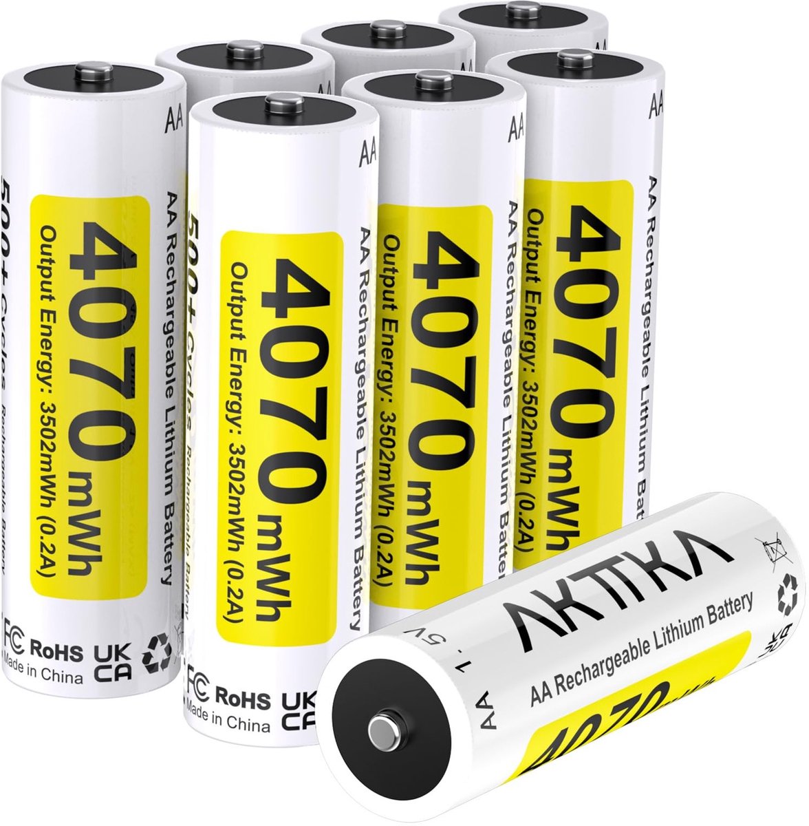 Solidchoice - Set van 8 Oplaadbare AA Batterijen 4070 mWh