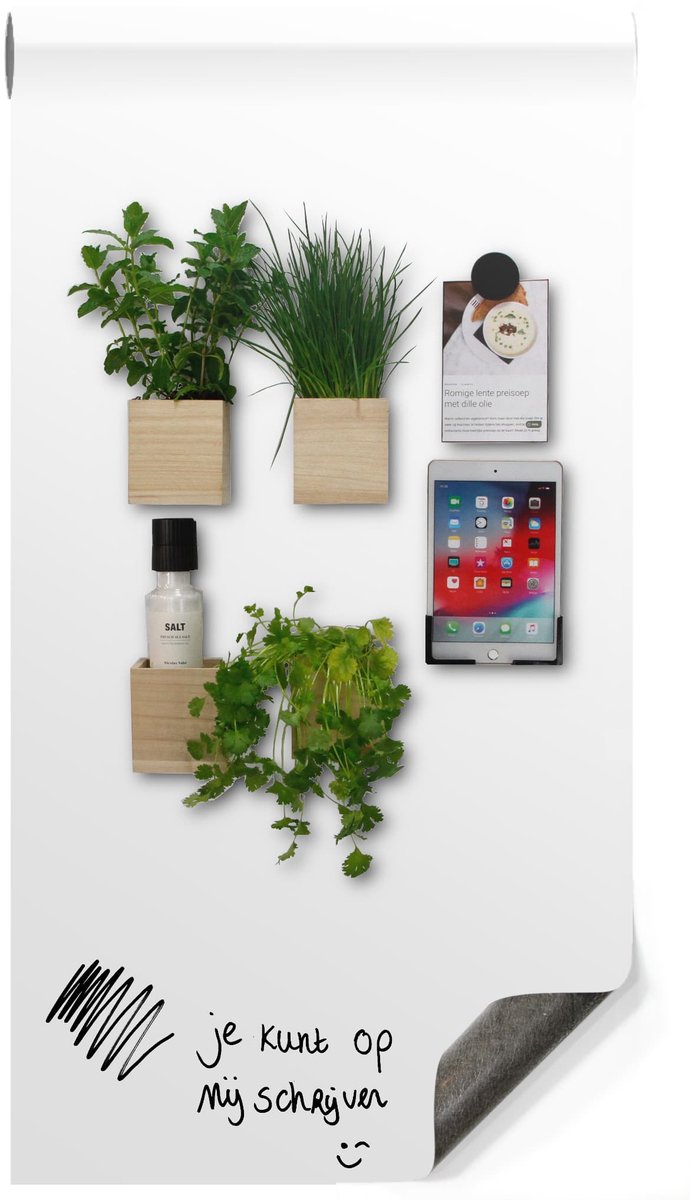 Magnetisch Whiteboardbehang - Zelfklevend Basic Wit Gloss - 60x250cm - Kamer26