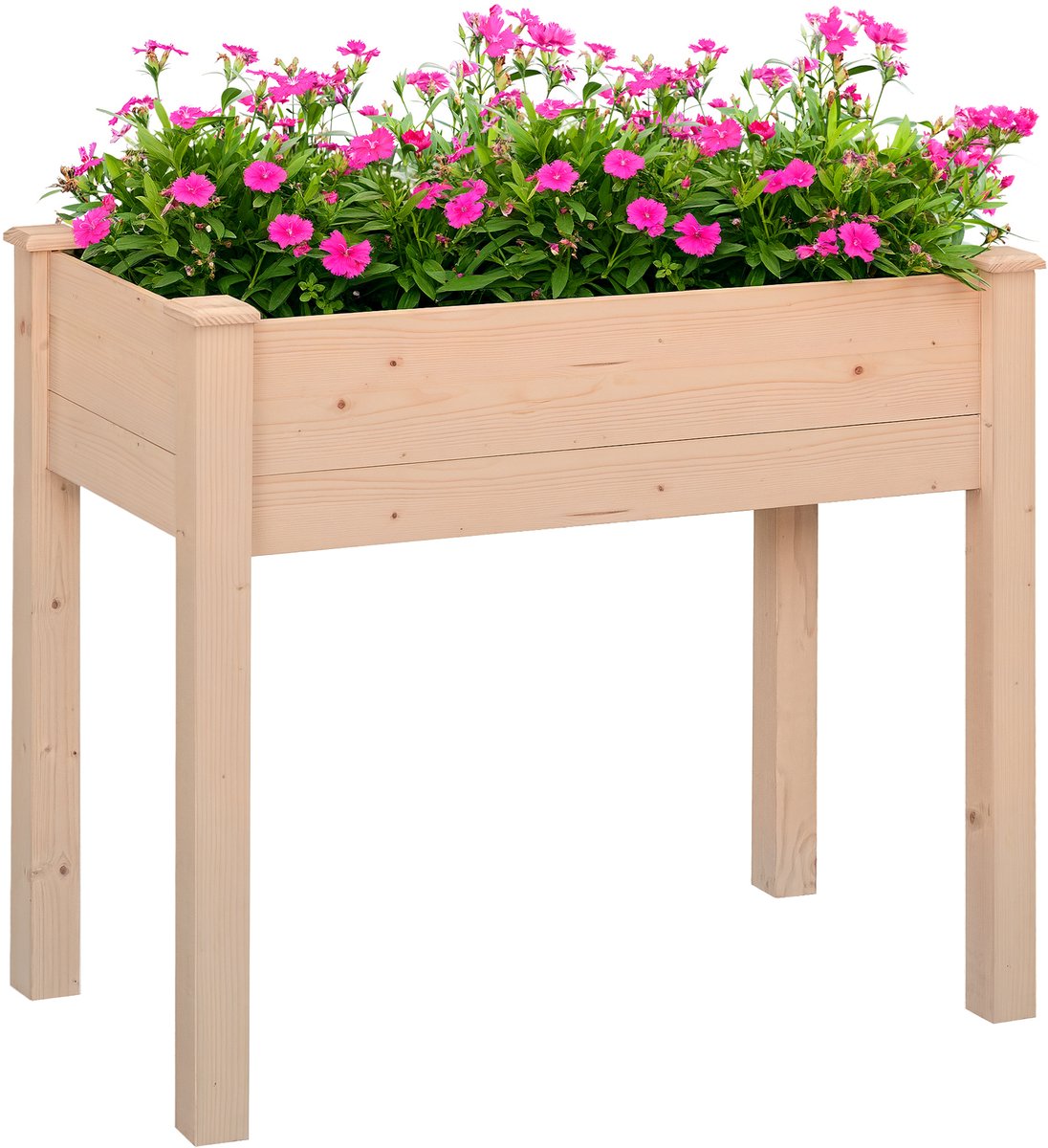 Outsunny verhoogde plantenbak - Grenenhout - 86x46x76cm - Natuurlijk hout
