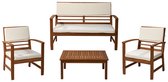 Tuinset - Progarden - 4-delig - Acaciahout - Wit - Inclusief kussens