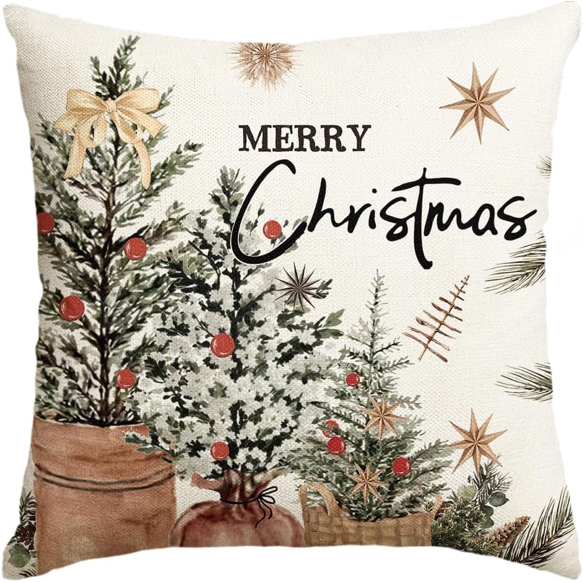 Kussensloop set van 2 40x40 cm - linnen kerstdecoratie - ademend en comfortabel - perfect voor sofa en slaapkamer - ShopVlot