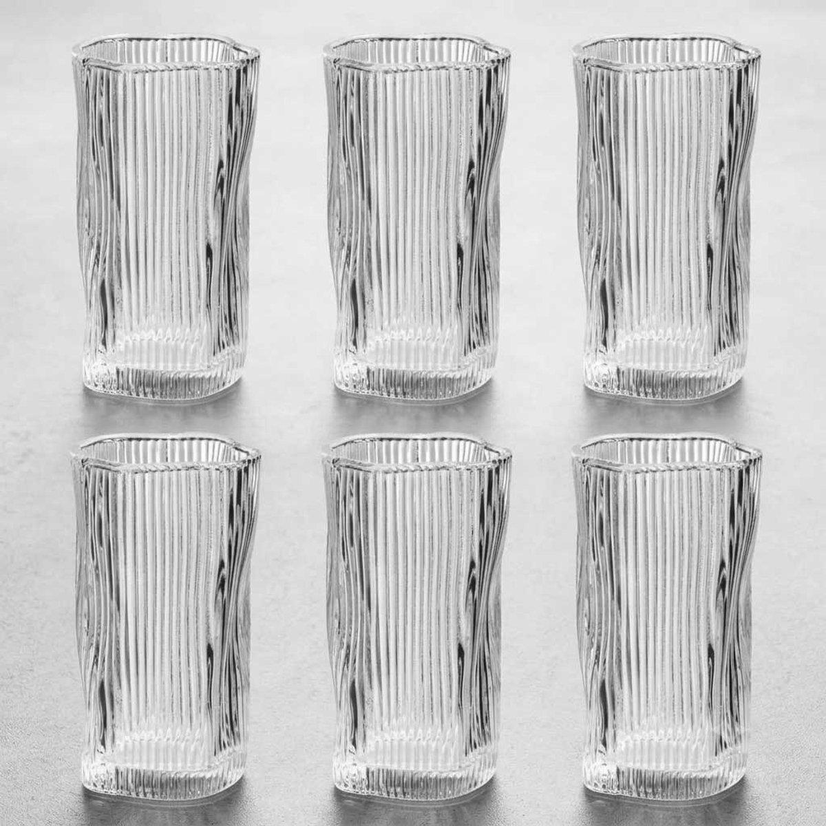 Bricard Ronda Lines Longdrinkglazen - Set van 6 - Geribbeld Glas - Waterglas