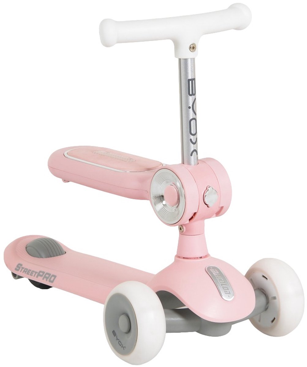 Byox StreetPro Pink 2-in-1 Kinderstep met Licht en Geluid