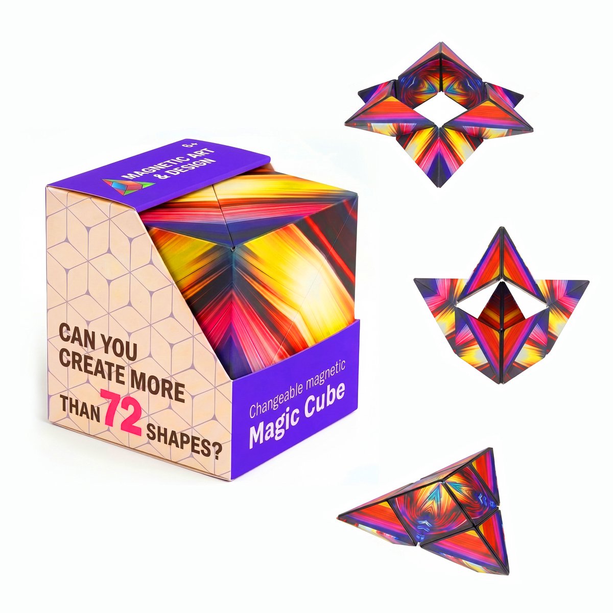 Magische Fidget Cube voor Kinderen - 3D Infinity Cube 4.5x4.5x4.5 - Kubus Puzzel - Sensorisch Speelgoed - Friemelkubus - Magnetische Kubus - Friemel Speelgoed - Sensory Fidget Toys - Stress Toys - Vouw Kubus - Breinbrekers - Multikleur - Silvergear