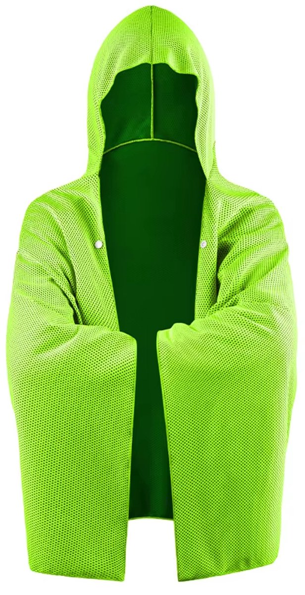 Badhanddoek met Capuchon – Koelende en Superabsorberende Oversized Handdoek, 4-in-1 Strandhanddoek voor Zwembad, Zwemmen en Reizen - Groen