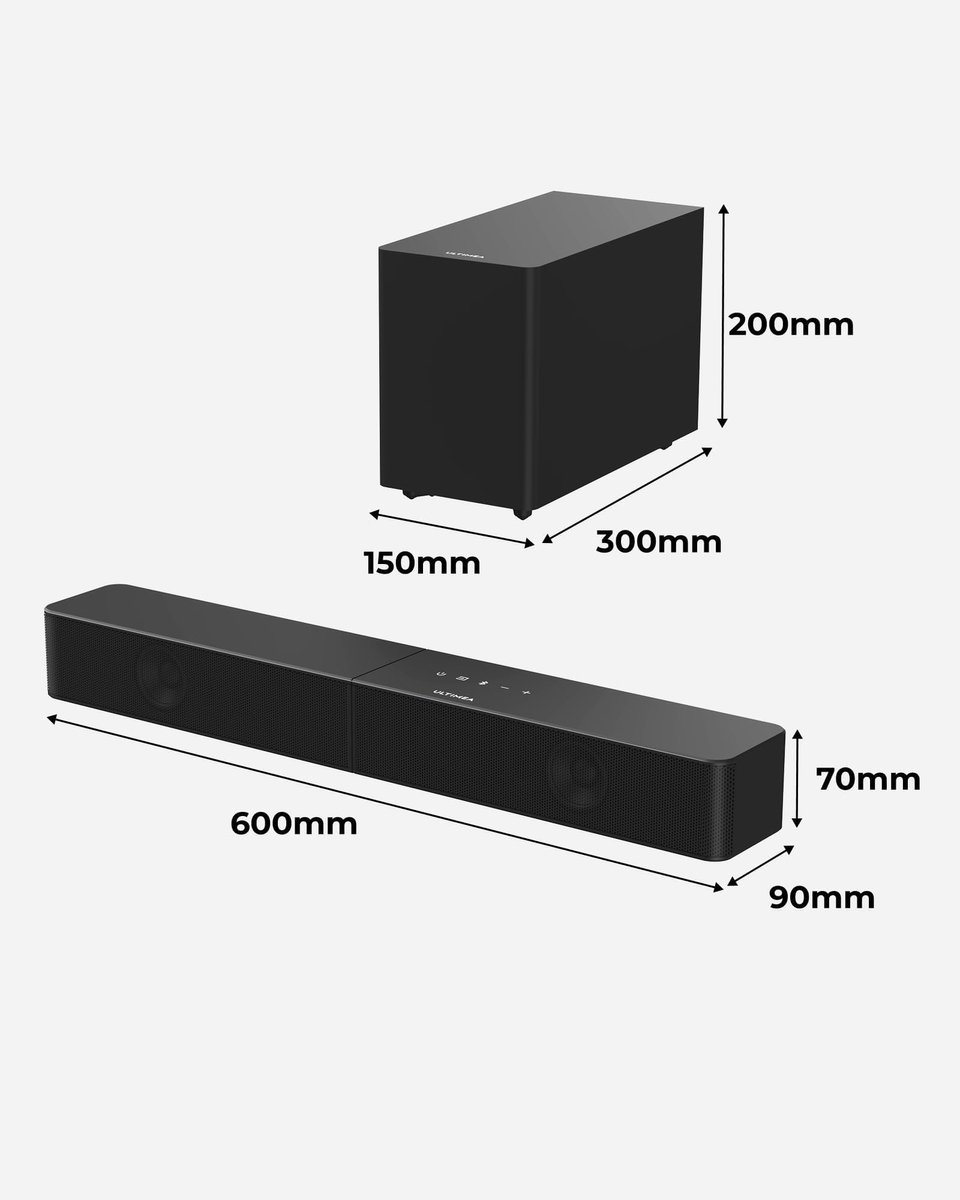 Soundbar 2.1 met Draadloze Subwoofer – 240W – HDMI ARC – Bluetooth 6.0 – App Bediening