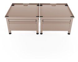 Wasophoogte® Wasmachine verhoger met lade en plateau - Dubbele wasmachine opbouwmeubel - Wasmachine sokkel - 42cm hoog - Taupe - Universeel - 65*60,5 (LxB) - Inclusief wandbeugels
