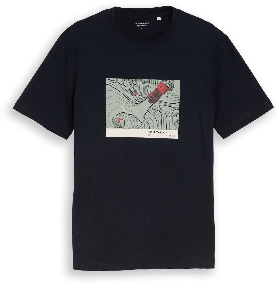 Tom Tailor - T-shirt met print - Maat M - sky captain blue
