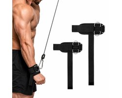 Consumerce® 2-in-1 Fitness Lifting Straps D-Ring Cuffs - Pols Cuff - Gym Accessoires - Enkel Cable Hooks - Kickback Ankle Strap